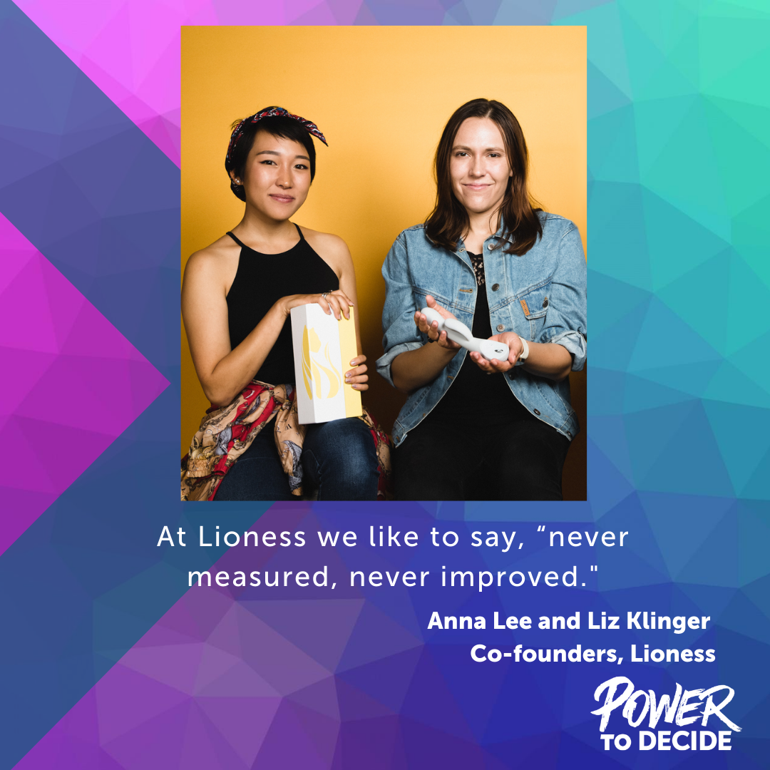 A photo of Lioness co-founders and a quote from the interview, "At Lioness we like to say, 'never measured, never improved.'"