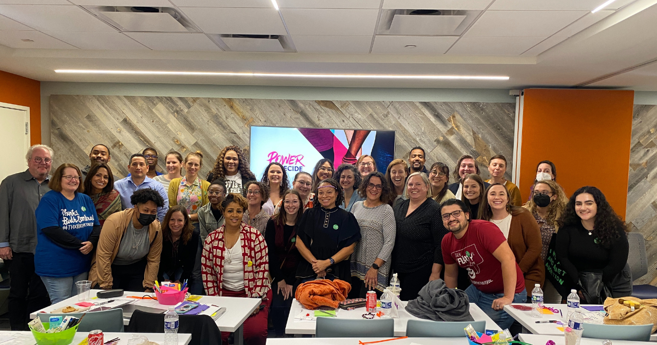 A photo of the full Power to Decide staff taken Fall 2022.