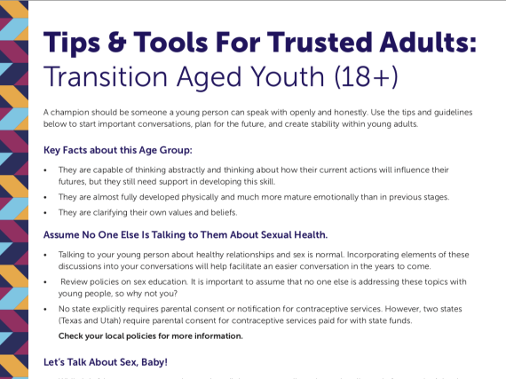 Tips & Tools For Trusted Adults: 18+