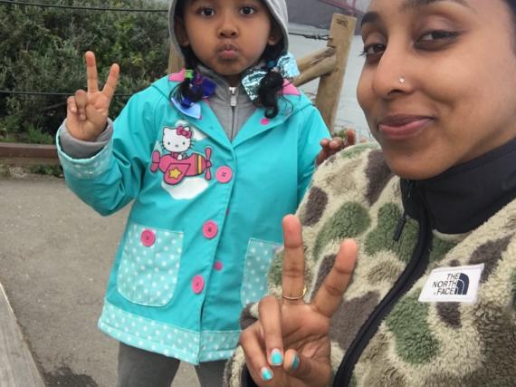 A photo of Maile and her daughter by the Golden Gate Bridge.